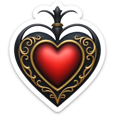 Black gothic heart sticker