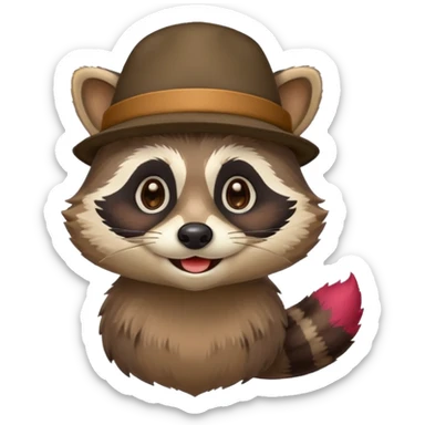 colorfull racoon with mustache sticker