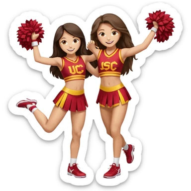 full body skinny white happy long haired brunette girl USC cheerleader sticker