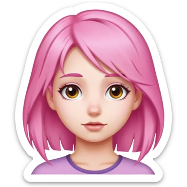 pink haired girl portrait sticker