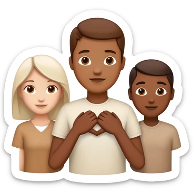 Three diverse people of different races holding hands in unity and harmony, symbol of integration sticker