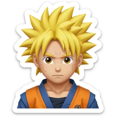fais goku avec un melange de naruto sticker