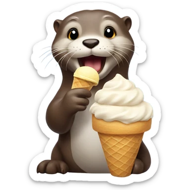 Otter eating ice cream sticker