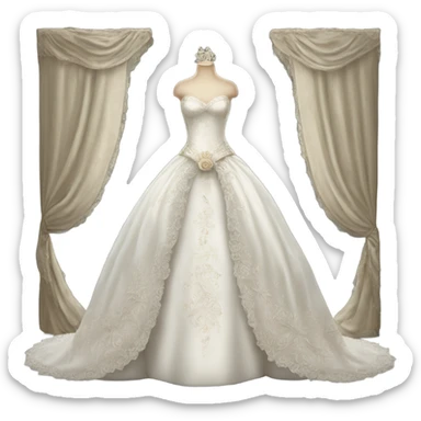 Hyper Realistic ornate 
Elizabethian Wedding dress displays sticker