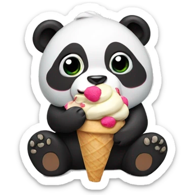 Panda eating ice cream sticker