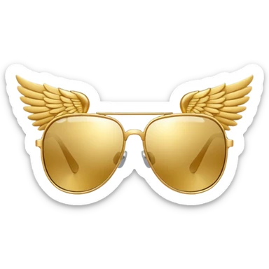 fancy gold sunglasses with wings sticker