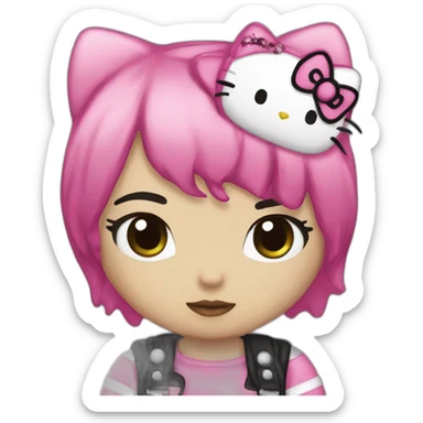 hello kitty emo black pink sticker