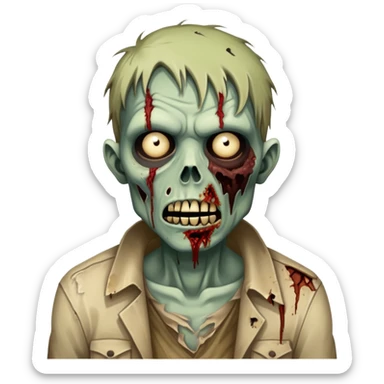 zombie character with decaying features and torn clothing sticker