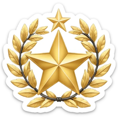Gold double star with black laurel wreath sticker