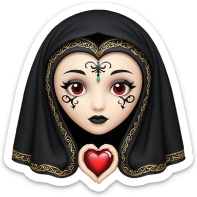 goth heart with a black veil sticker