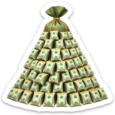 mountain of cash, with bags of money arount sticker