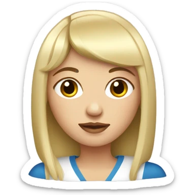 russian woman with long nails and short bangs sticker