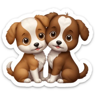 Two dancing puppies, looking at each other sticker