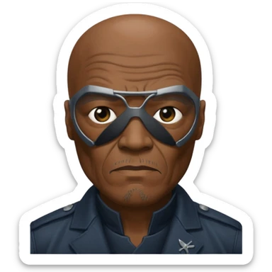 Create nick fury Superhero Emoji face only 1 eye patch black old person sticker