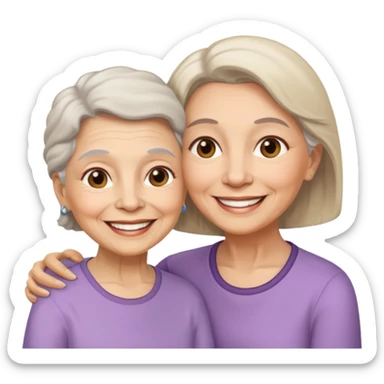 Silueta de anciana e hija sticker