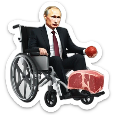 Nice raw meat cube holding jump wheelchair vladimir putin sticker