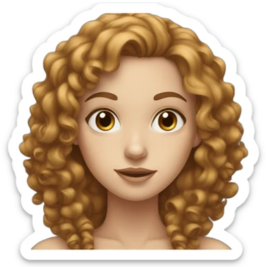 White Women, blue eyes, long brown curly hair sticker