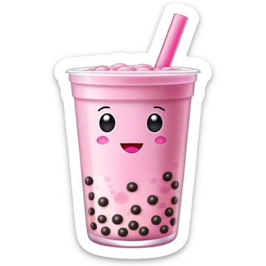 Pink boba tea   sticker