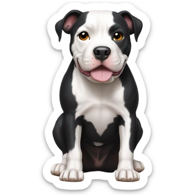 Black pitbull with white paws and a white stripe down face. White belly sticker