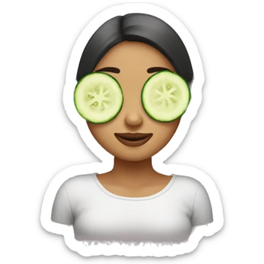girl with cucumber over eyes relaxing  sticker