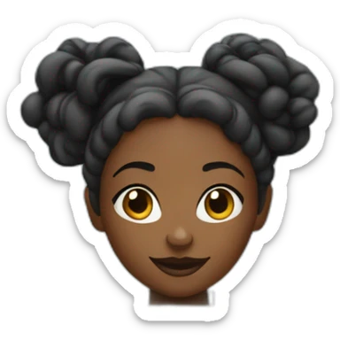 A black woman with space buns behind a computer screen, working in the field of technology sticker