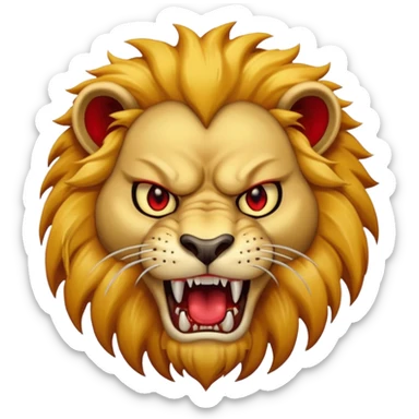Angry lion with red eyes and dangerous teeth sticker