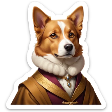 Cinematic Noble Domestic Dog Portrait Emoji, Poised and dignified, with a well-proportioned build and a neatly groomed coat of warm, inviting tones, expressive eyes radiating loyalty and wisdom, Simplified yet sharp and sophisticated features, highly detailed, glowing with a soft, dignified glow, high shine, intelligent and steadfast, stylized with an air of understated charm, focused and attentive, soft glowing outline, capturing the essence of a watchful and confident domestic dog that feels as though it could step out of the screen with effortless authority! sticker