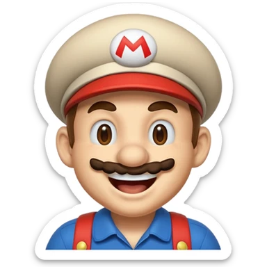 Laughing Mario in a retro gaming style sticker