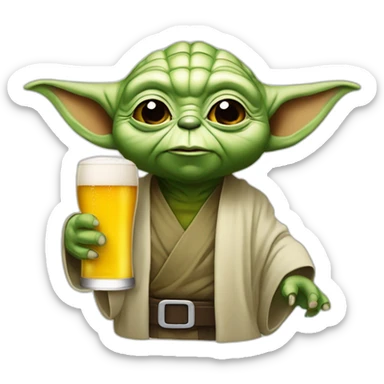 Yoda qui boie un bier sticker