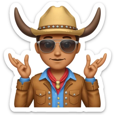 3D cartoon horned character portrait, wearing sunglasses, cowboy outfit, centered, clean background, no text, no watermark
 sticker