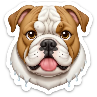 English bulldog with a permit in its mouth sticker