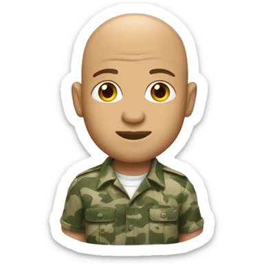 Bald lifting coach in a Hawaiian collared shirt and camo cargo pants sticker