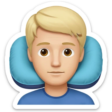 blonde man using travel pillow  sticker