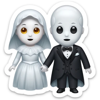 Cute ghost together his ghost girlfriend, style 1930s  sticker
