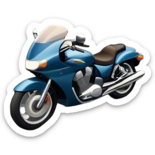 An icon showing a motorcycle and a car speeding through a winding road, with the car’s sleek silhouette blending into the curve of the road while the motorcycle zips past. The scene should capture the thrill of the ride, the freedom of the open road. transparent background. sticker