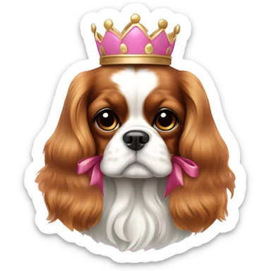 Pretty King Charles spaniel with pink bow sticker