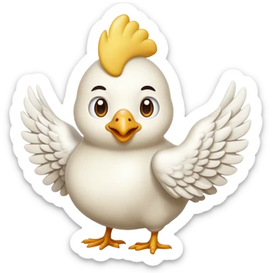 Me podrías hacer un emoji de un pollo con alas de ángel y cuernos de pony sticker