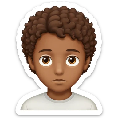 boy with brown slightly curly hair and blank stare sticker