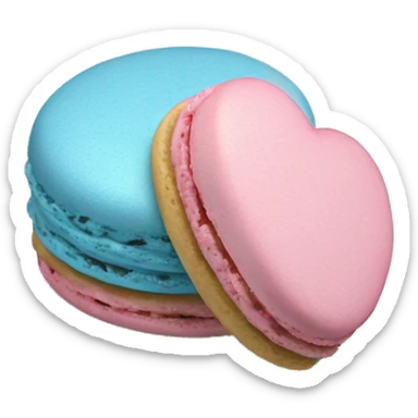 Blue Realistic isolated heart shaped macaron cookie laying down flat sticker