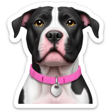 Black and white pit bull pink collar sticker