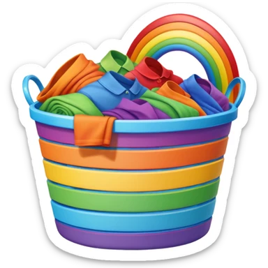 laundry basket with rainbow laundry sticker