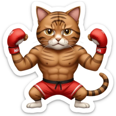 cat doing MMA fighting sticker