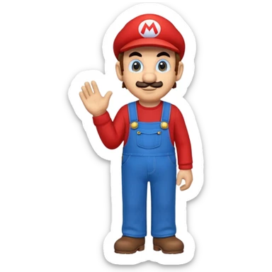 Mario character with red long sleeve shirt and blue overalls sticker