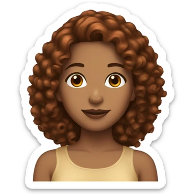 latina with brown curly hair and copper highlights  sticker