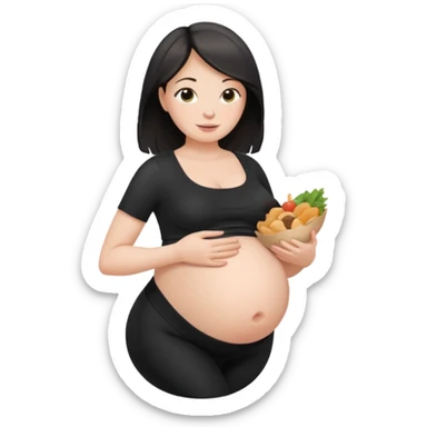 femme belly stuffing enceinte legging noir sticker