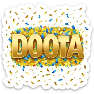 The word Dakota surrounded by confetti for 20 birthday sticker