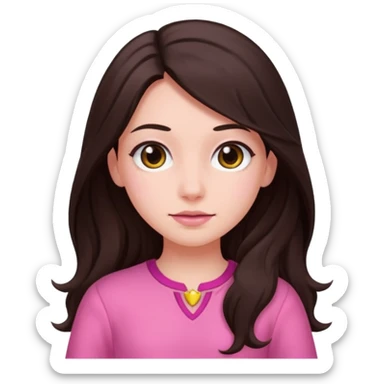 Azzyland with dark brown long hair, pink outfit sticker