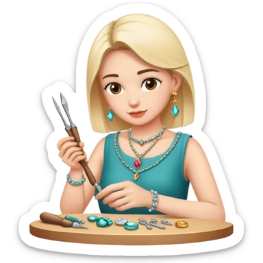 A person making jewelry sticker