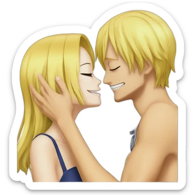 Nami from One Piece kissing Sanji from One Piece sticker
