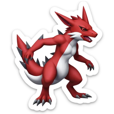 Edgy Cool Beautiful Guilmon-Zangoose-Zoroark, full body sticker